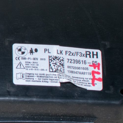 BMW 1er F20–F21 LCI, 2er F22–F87 M2 LCI, 3er F30–F31 LCI, F34 GT LCI, F80 M3 LCI, 4er F32–F36 első jobb oldali utasülés légzsák