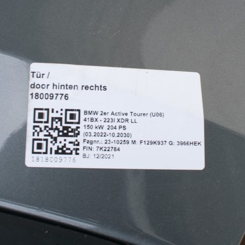 BMW 2er U06 prawe tylne drzwi