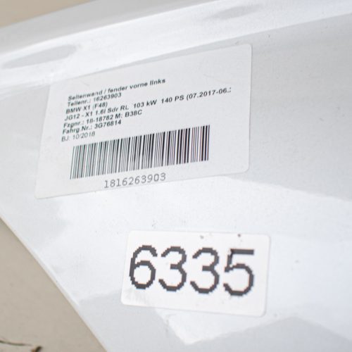 BMW X1 F48 bal első sárvédő